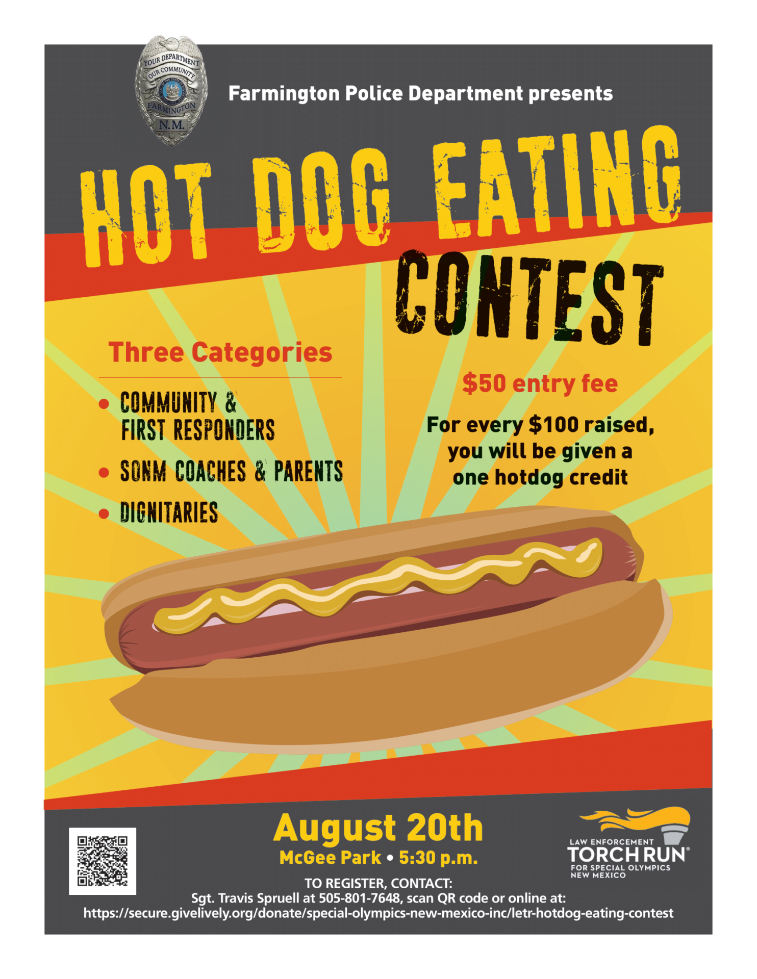 Hot Dog Eating Contest hosted by Farmington PD Special Olympics New