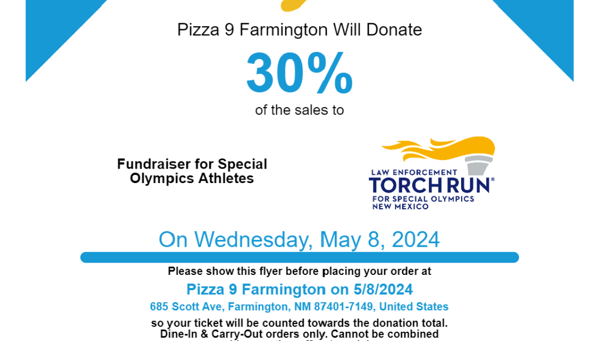 2024 NMLETR May 8 Pizza 9 fundraiser flyer