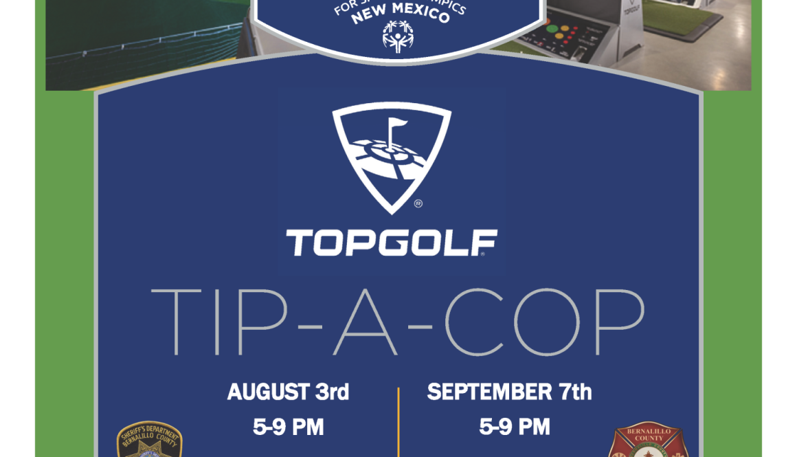 2024 NMLETR Aug 3 and Sept 7 Top Golf Tip a Cop flyer